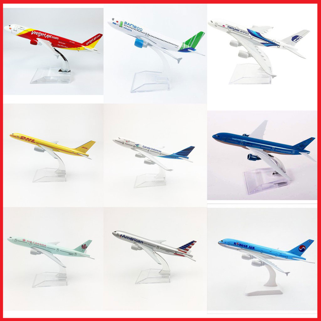 Mô hình máy bay các hãng hàng không 16cm + kèm đế Mica