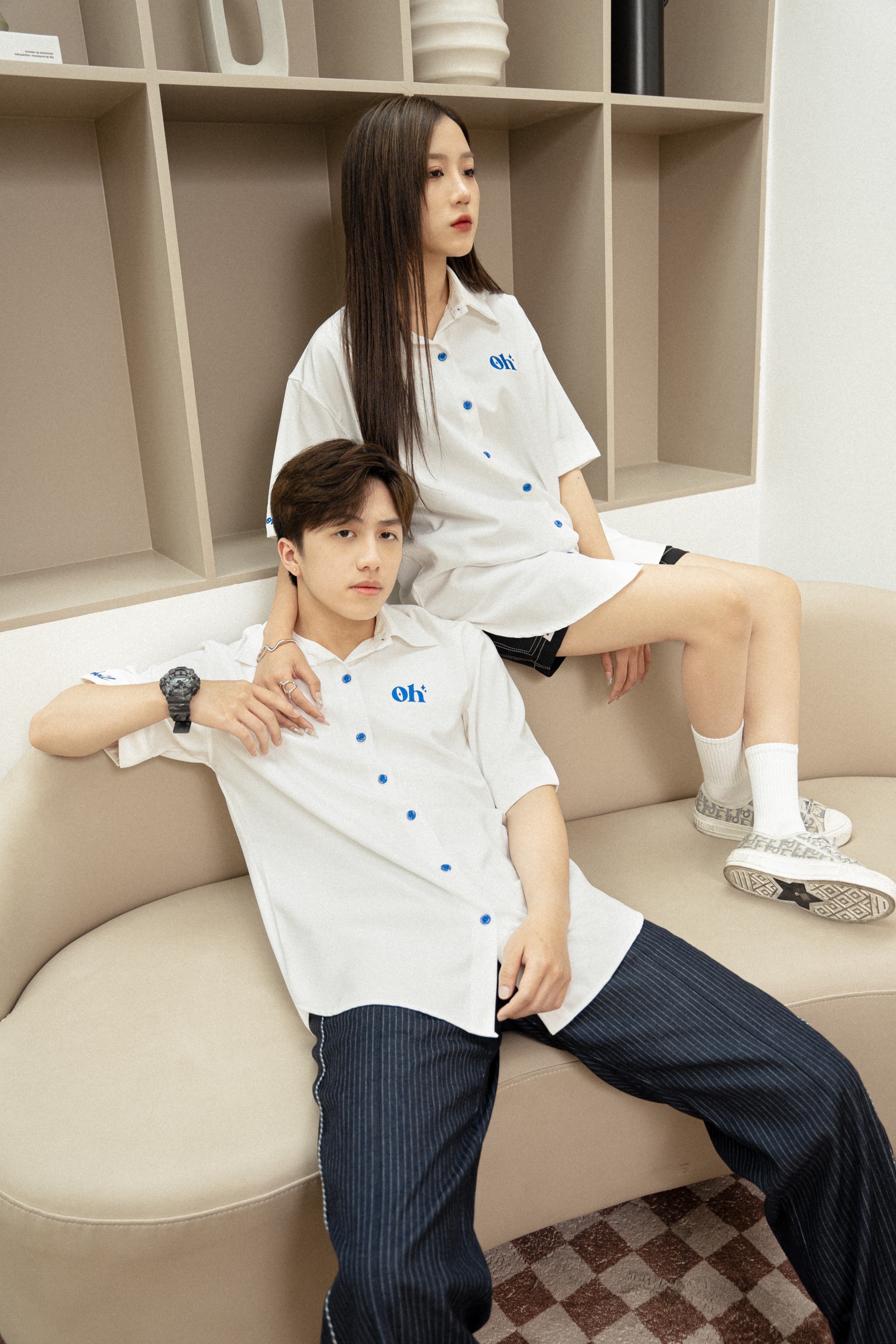 Ohnil - áo somi basic thêu logo
