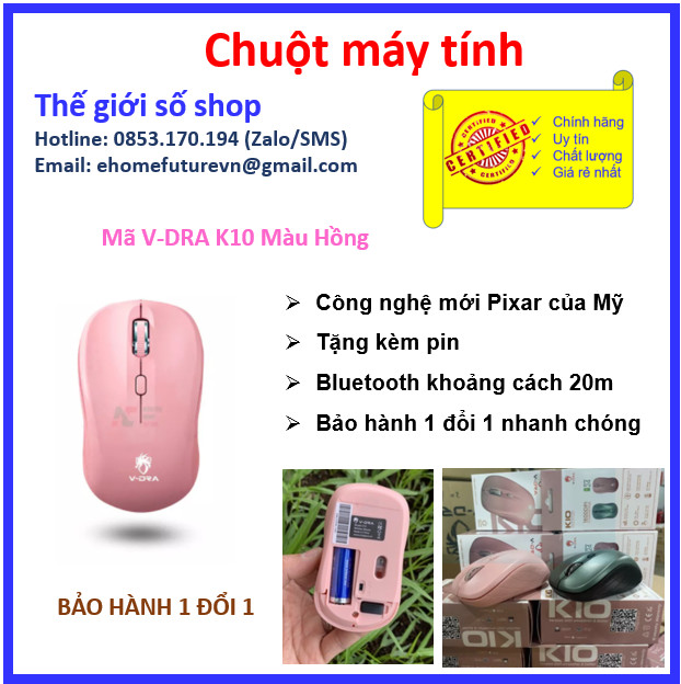 Chuột không dây máy tính chơi game văn phòng v-dra chính hãng