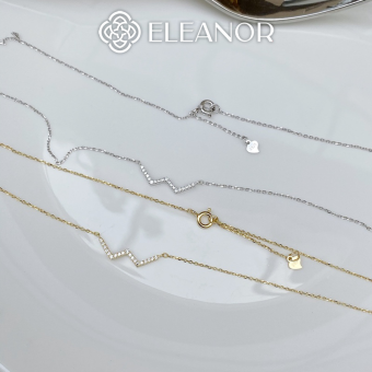 Dây chuyền nữ bạc 925 Eleanor Accessories vòng cổ mặt hình chữ W đính đá phụ kiện trang sức thanh lịch 5440