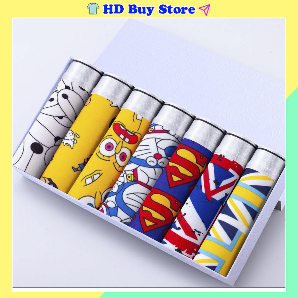 Quần sịp đùi nam in hình hoạt hình vải thun lạnh mềm mịn thông hơi thoáng khí co dãn bốn chiều cao cấp HD BUY STORE Quần lót nam thun lạnh in hình doremon dễ thương