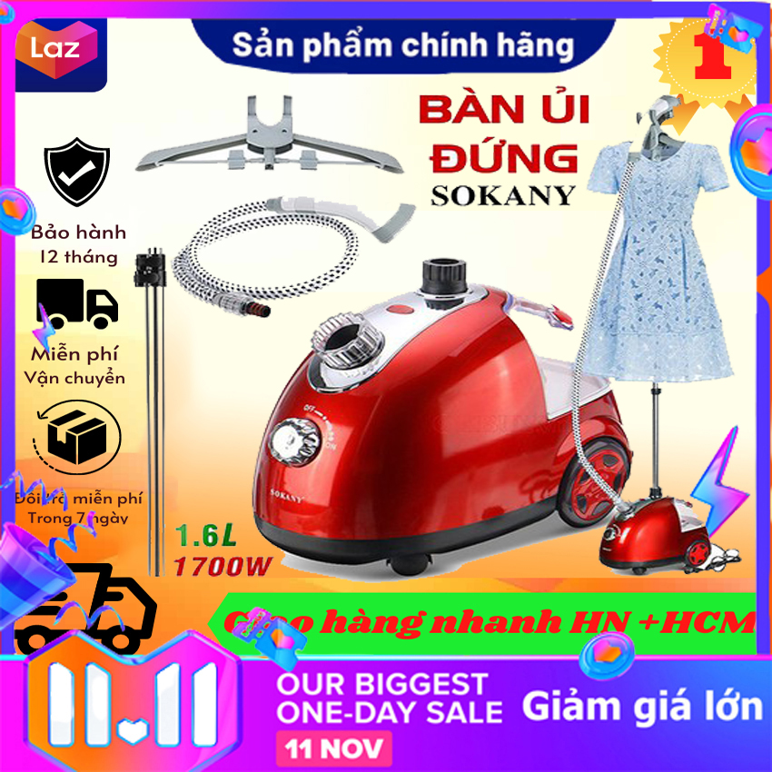 [MẪU MỚI] Bàn là cây hơi nước YAIRZ công suất 1800w 1.6L Bàn ủi hơi nước dạng cây đứng là phẳng quần áo chỉ trong vòng 30s Bàn là hơi nước bàn là hơi nước dạng cây bàn là có bánh xe ( Đen Đỏ )