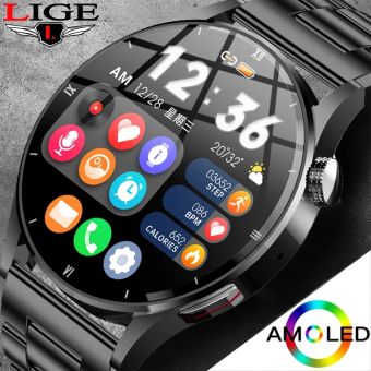 Đồng Hồ LIGE 2023 Cho Đồng Hồ Thông Minh Cho Nam AMOLED Màn Hình HD Phát Hiện Nhiệt Độ Cơ Thể Bằng Giọng Nói Thông Minh Ai Đồng Hồ Thông Minh Bluetooth Đồng Hồ Gọi Cho IOS Android