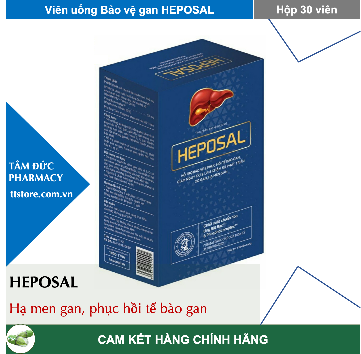 HEPOSAL Hộp 30 viên - Viên uống bổ gan, giải độc heposan
