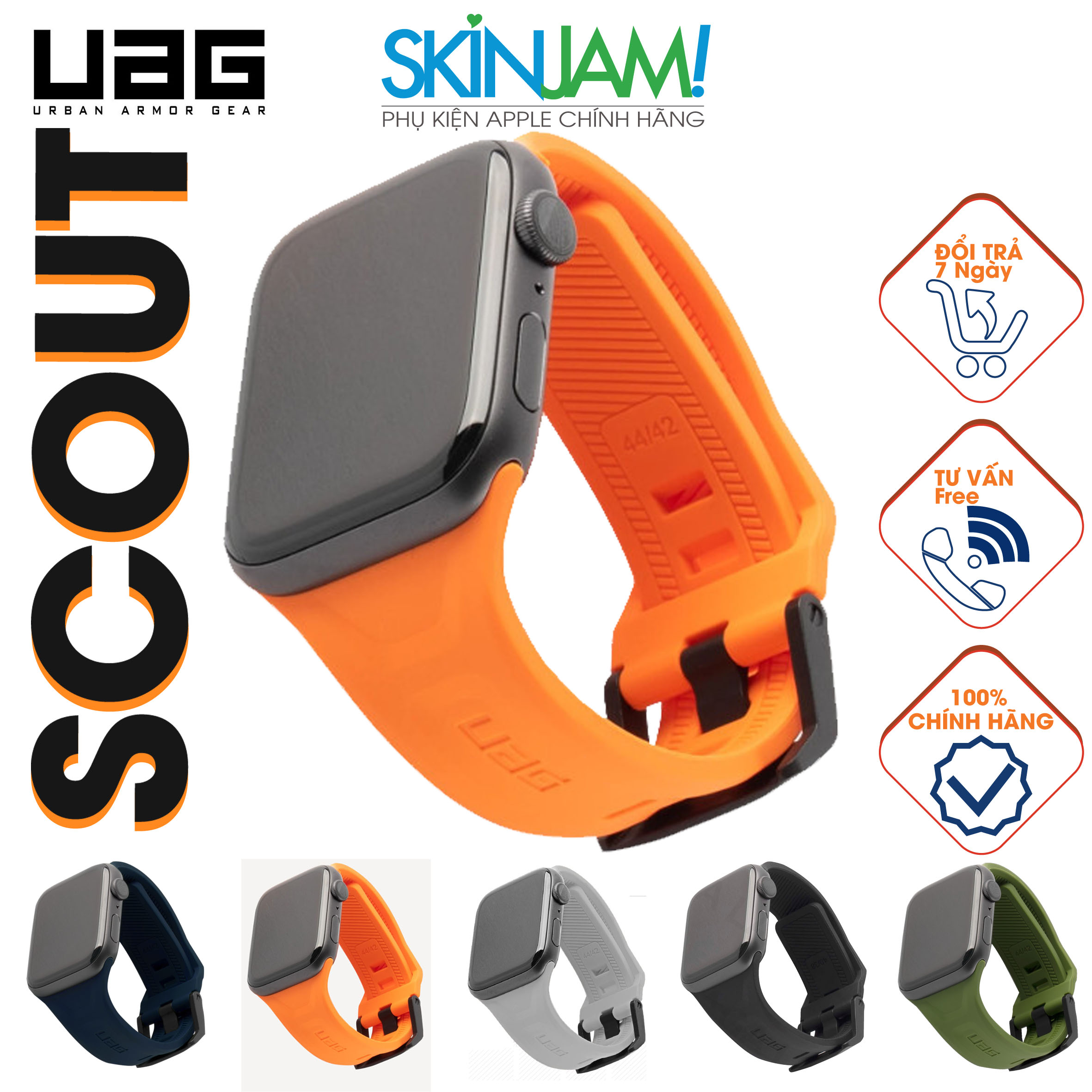 Dây đồng hồ uag scout silicone strap size 45mm/ 44mm/ 42mm, 41mm/ 40mm/ 38mm