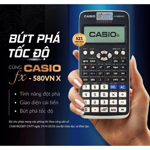 [HCM] MÁY TÍNH CASIO FX-580VNX Máy Tính Casio Cho Học Sinh Casio fx-580VN X Chíng Hãnh, Độc Quyền tạ