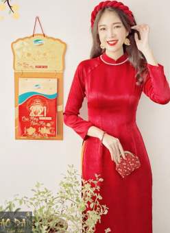 Áo dài lụa ngọc trai cao cấp nhà may Cẩm Vân