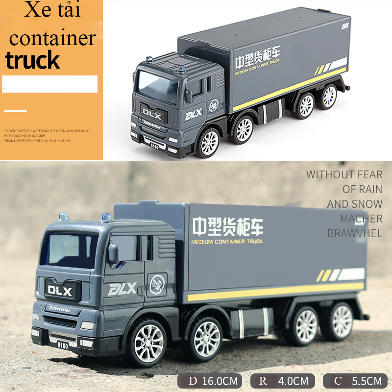 Đồ chơi mô hình xe tải container cho bé, nhựa an toàn, màu sắc tinh tế, giúp bé chơi tư duy sáng tạo, nhận biết các loại xe và loại hình chở đồ của xe, thiết kế tinh tế bé chơi vui vẻ, thoải mái