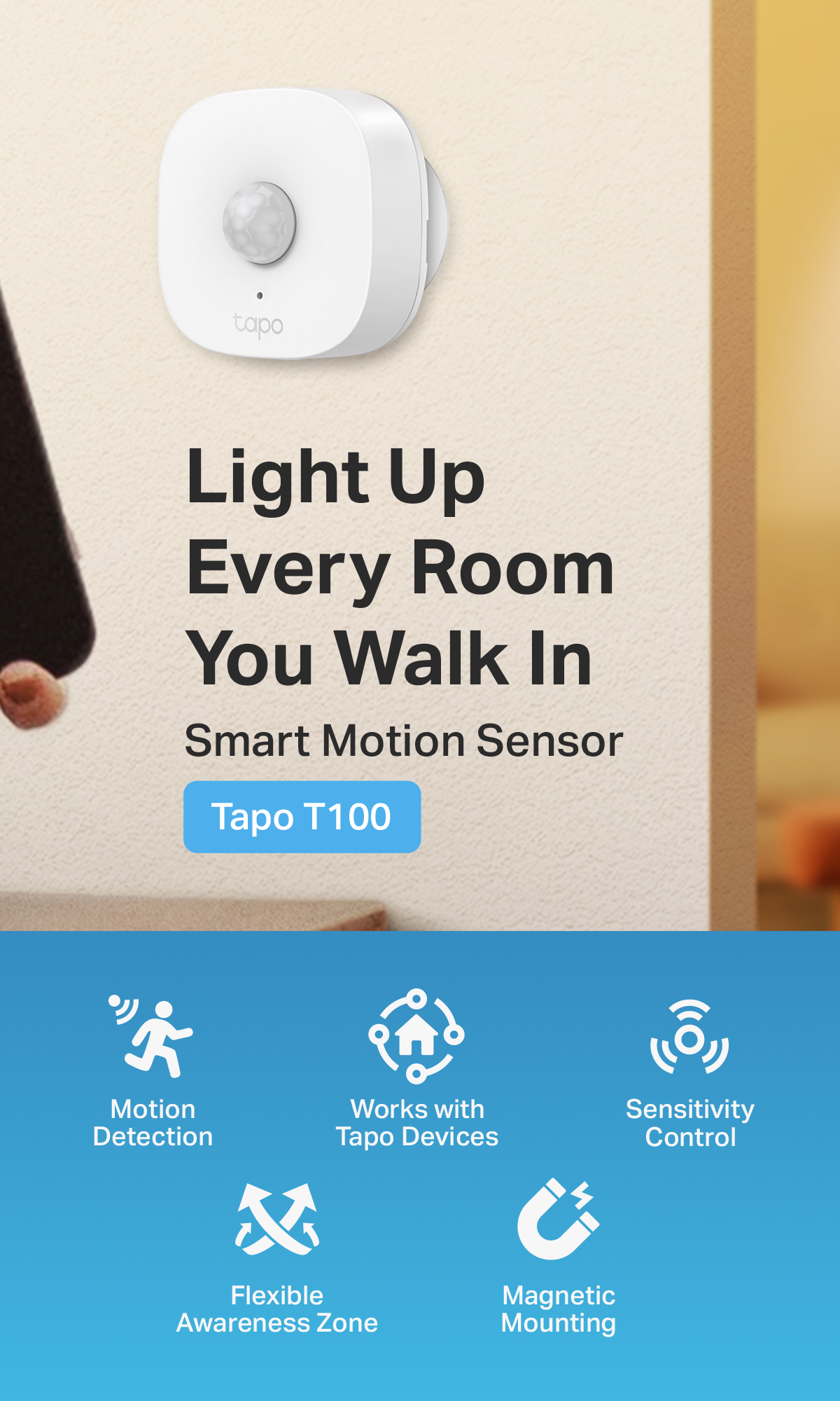 TP-Link Tapo Motion Sensor Starter Kit: Motion Sensor Tapo T100 + Hub Tapo  H100 (Long Battery Life, Wide Range Detection, Adjustable Sensitivity,  Real-Time Notification, Smart Action)