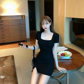 Váy đầm nữ body cổ vuông tay ngắn trẻ trung năng động