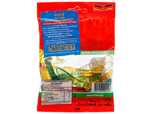 Kẹo dẻo Haribo Worms gói 80g