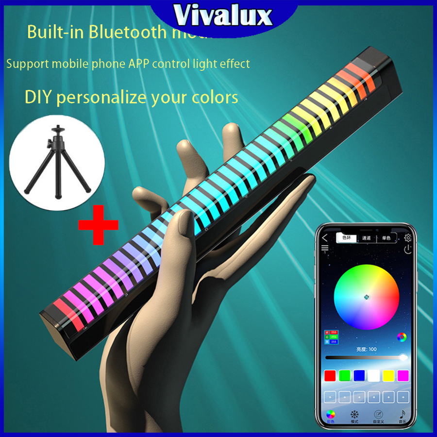 Vivalux Đèn Nhịp Điều Khiển Bằng Giọng Nói 3D Đèn LED Chỉ Báo Mức Âm Thanh Không Khí Trên Xe Hơi RGB Đèn Nền Điều Khiển Âm Thanh Trò Chơi Âm Nhạc Đèn Xung Quanh Tiệc Tùng