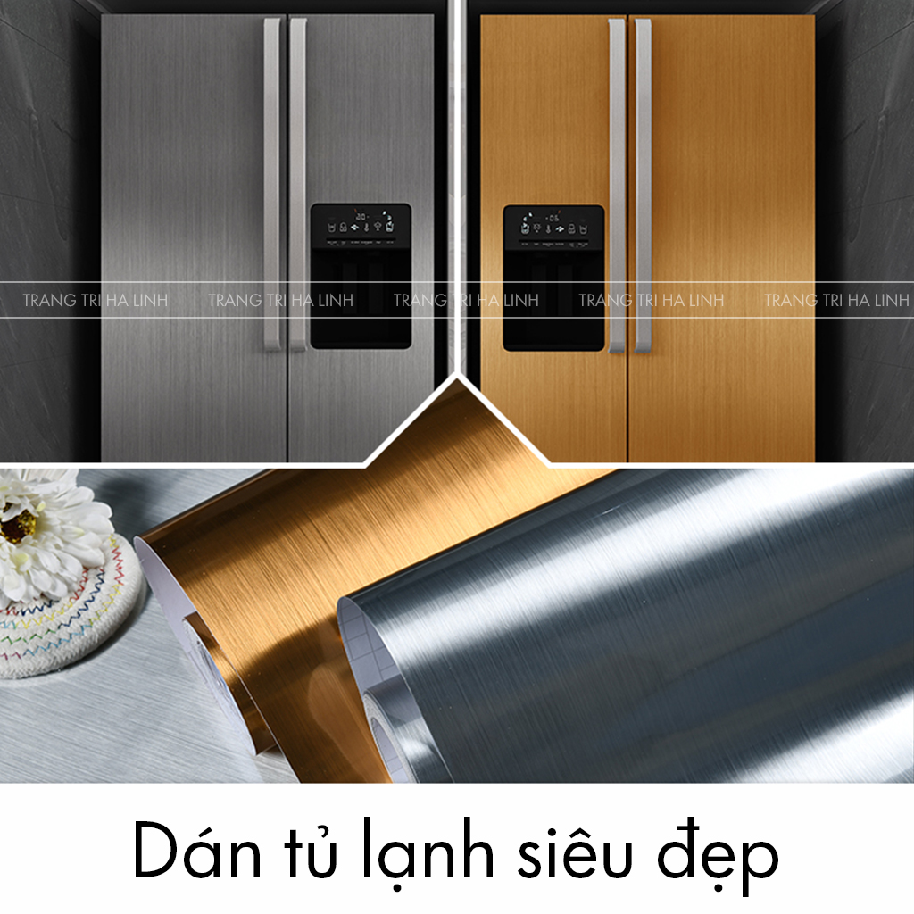 Decal nhôm xước dán xe tủ lạnh tủ bếp màu bạc và vàng - Trang Trí Hà Linh
