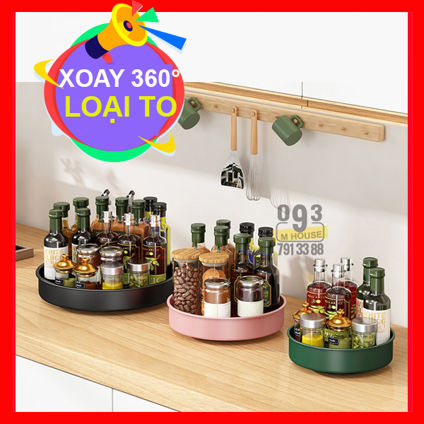 Kệ để gia vị xoay 360 khay đựng gia vị,dụng cụ đựng hoa quả
