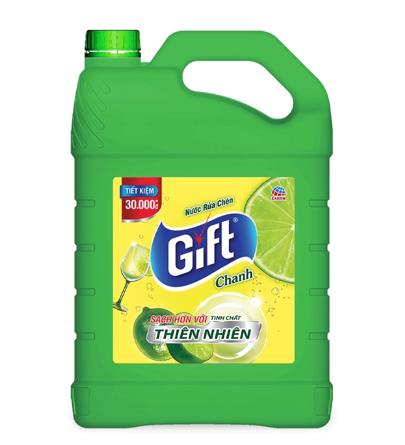 Nước rửa chén Gift 3kg8 Chanh rửa sạch chén bát siêu thơm siêu sạch không hại da tay nhiều bọt thiên nhiên SIÊU TIẾT KIỆM