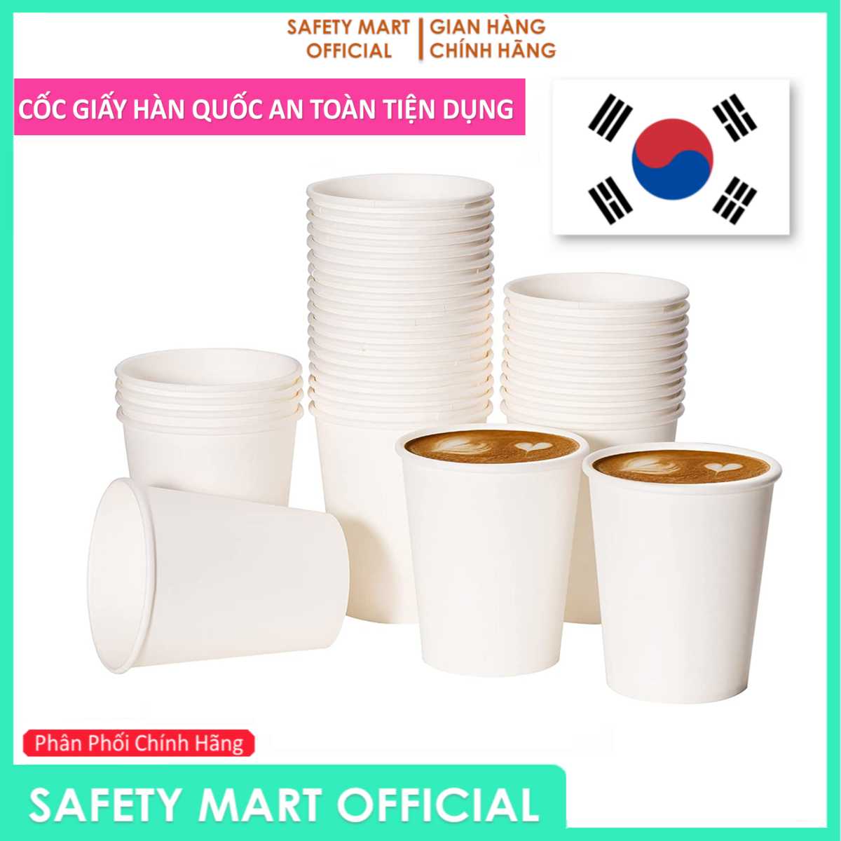Bộ 200 Cốc Giấy Hàn Quốc 7OZ 210ml / 5OZ 150ml Cốc Giấy Dùng 1 Lần Tiện Dụng, An Toàn Thân Thiện Với Môi Trờng - Hàng Chính Hãng Safety Mart Official