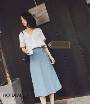 Chân váy thắt nơ phối nút Anie kèm ảnh thật