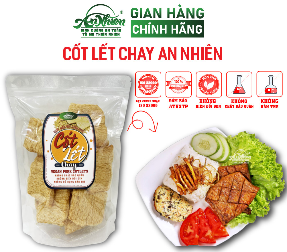 Cốt lết chay an nhiên 250, thịt chay, thực phẩm chay dinh dưỡng,healthy