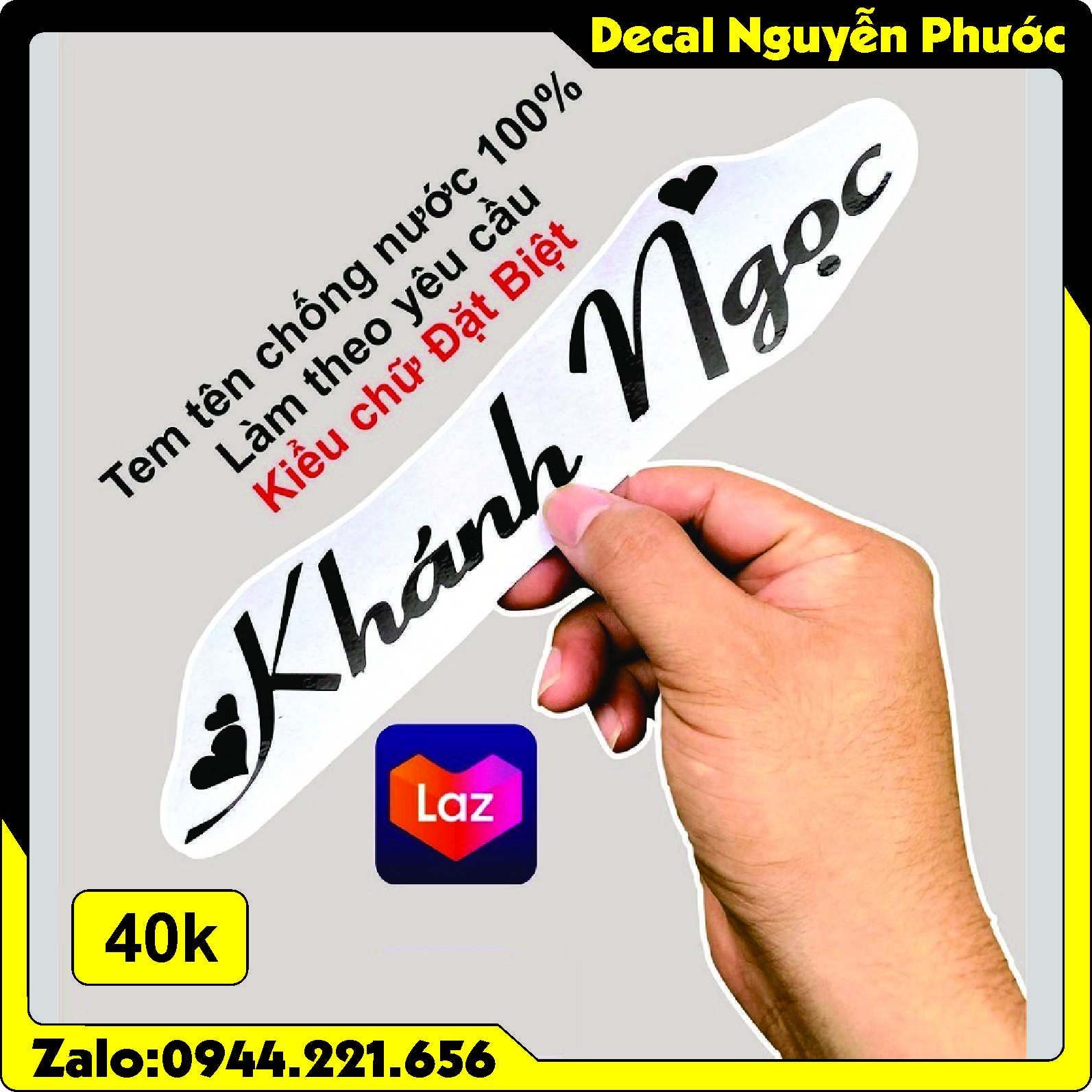 Tem dán xe Làm theo yêu cầu - kiểu chữ Đặt Biệt - Gửi tên qua tin nhắn rồi đặt hàng là nhận đúng