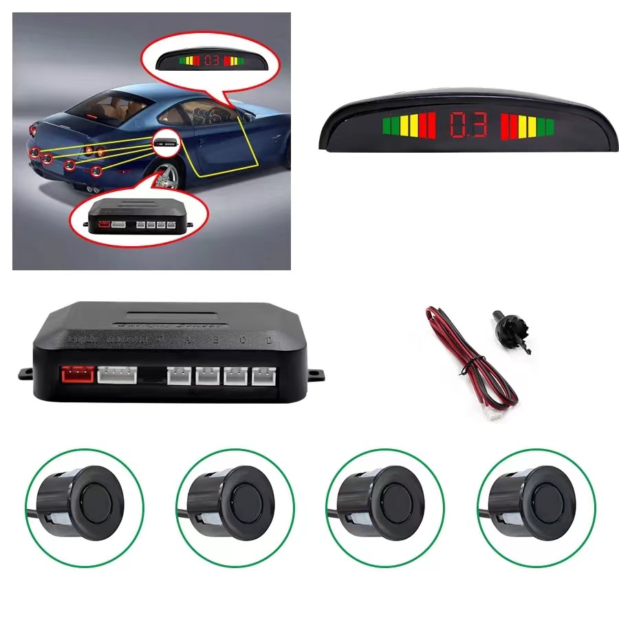 Parking Sensor 4 sensores LED detector display sensor de estacionamento  automático backup de carro radiolocalizador sistema de monitoramento alarme