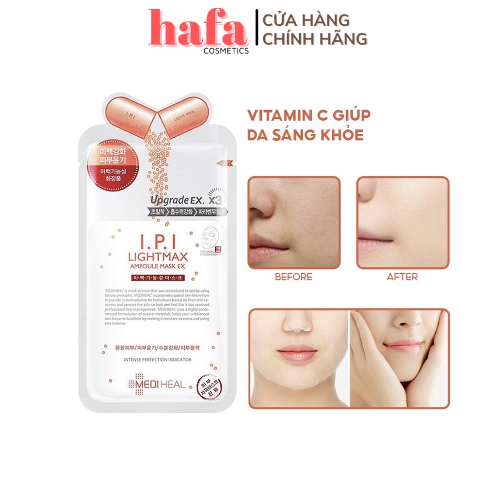 Combo 10 Mặt Nạ Chứa Tinh Chất I.P.I Dưỡng Trắng Da Mediheal I.P.I Lightmax Ampoule Mask Ex 25ml x10 _ Mediheal Chính Hãng