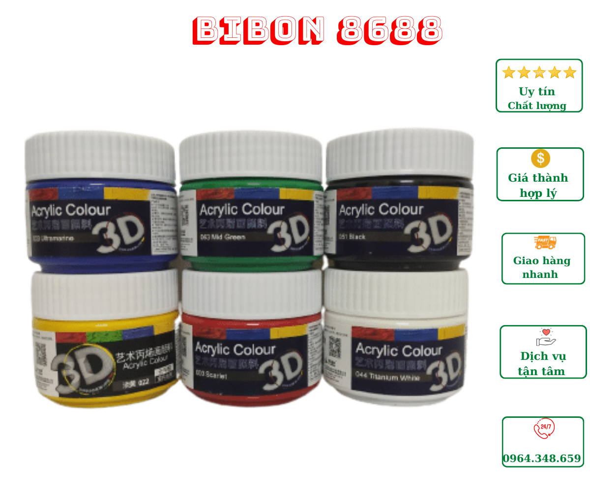 COMBO/BỘ 6 MÀU ACRYLIC 3D 100ML