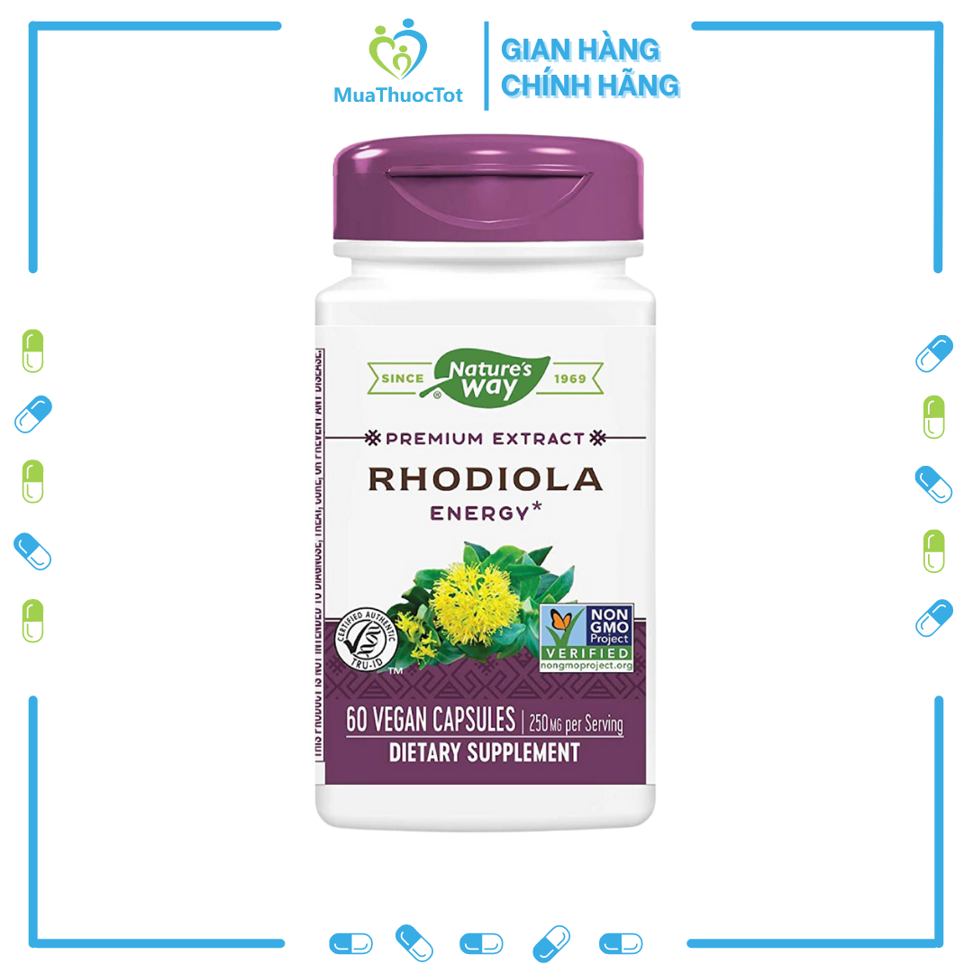 Viên uống hỗ trợ não bộ giảm stress nature's way rhodiola rosea 60 viên