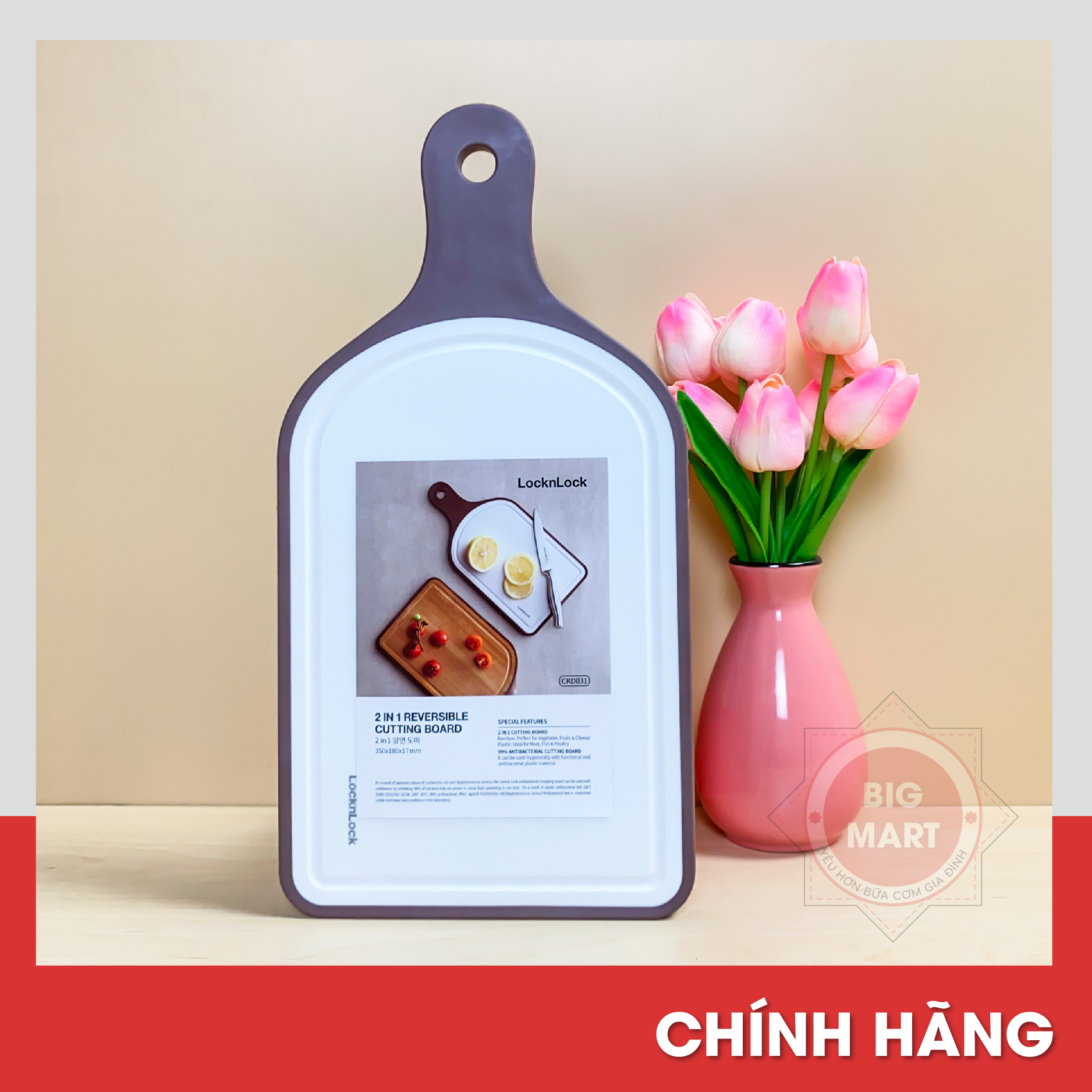 Thớt 2 mặt kháng khuẩn ckd031 của locknlock - thớt kháng khuẩn 2 mặt tiện lợi ckd 031