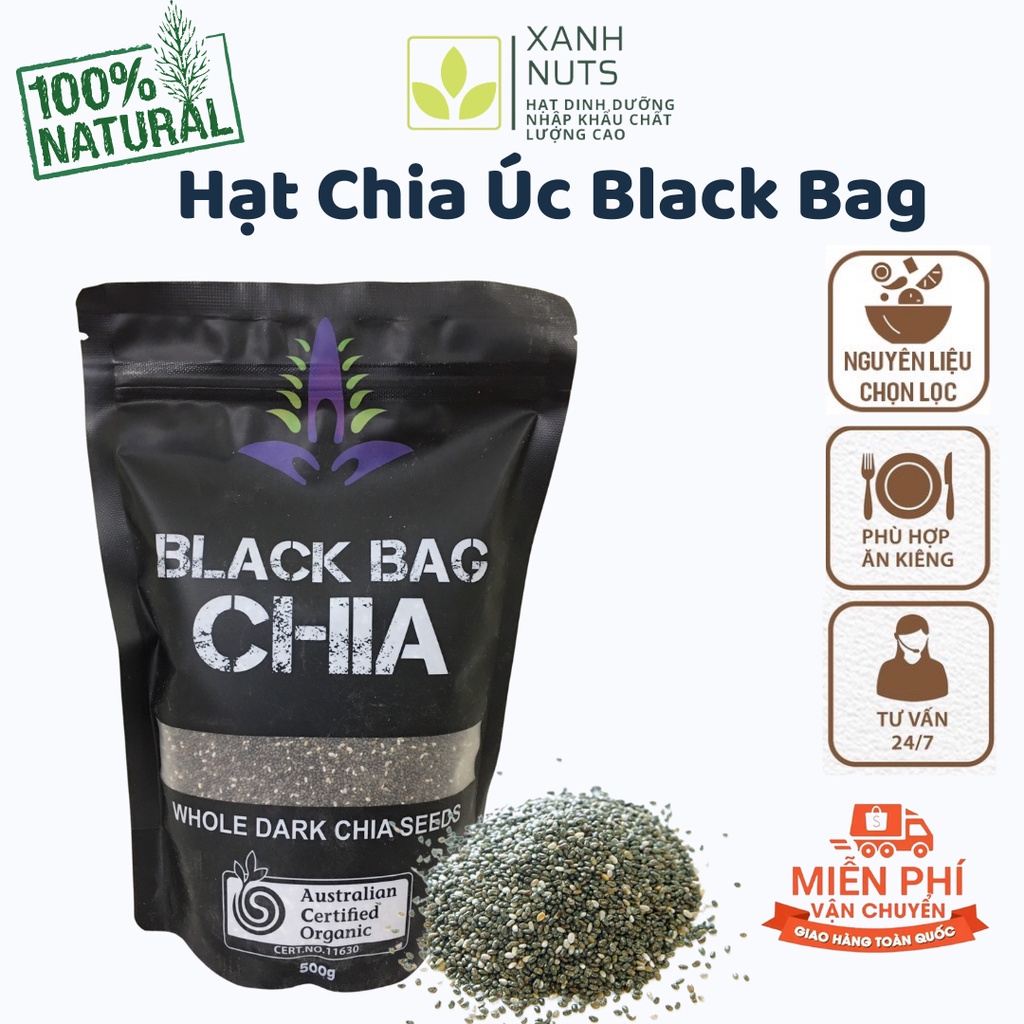 Hạt Chia Úc BLACK BAG CHIA Túi 500g (Hàng Chuẩn)