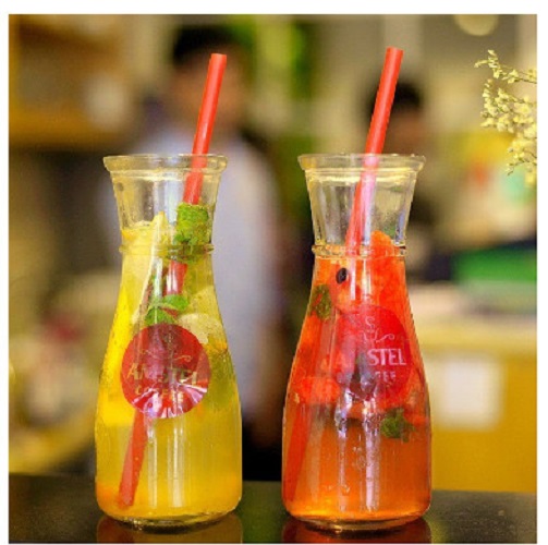 Ly thủy tinh eo uống trà sữa 350ml