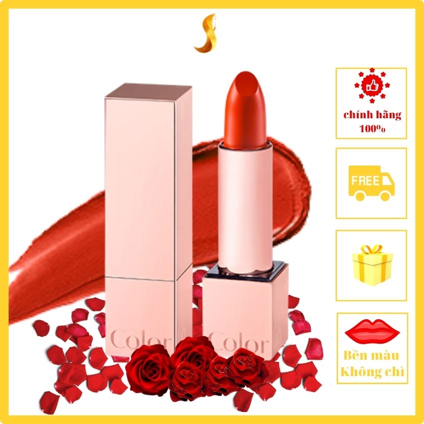 Son môi lì nữ không trôi chính hãng cao cấp hàn quốc Colorlab Senami, son thỏi đẹp 5 tông màu đỏ đất, cam đất, hồng san hô, đỏ cam, đỏ nâu lỳ lâu trôi không chì