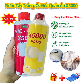 Nước Tẩy Quần Áo Chính Hãng VIC OXY X5000 Tẩy Mốc, Ố Vàng, Lem Màu 500ml Tẩy Trắng Đánh Bay Mọi Vết Bẩn