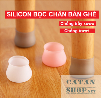 Bộ 4 VỎ BỌC CHÂN BÀN GHẾ BẰNG SILICON DÀY CHỐNG XƯỚC SÀN BỊT CHÂN BÀN GHẾ CHỐNG TRƯỢT