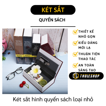 Két sắt mini - Két sắt hình quyển sách loại nhỏ 11.5x8x4.5cm - Hộp sách bí mật khóa ngân hàng - Hộp lưu trữ tien - Ống tiết kiệm tien