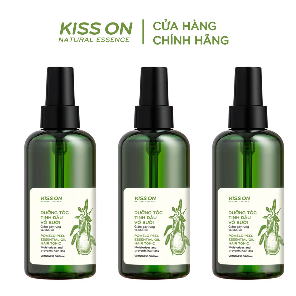 Bộ 3 tinh dầu bưởi xịt dưỡng tóc ngăn ngừa rụng tóc KISSON giúp phục hồi hư tổn, giảm gãy rụng và kích mọc tóc giúp tóc suôn mượt và mềm mại KISSON 145ml - Pure Natural