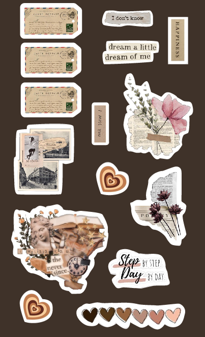 sticker cắt sẵn chủ đề VITAGE ,cán bóng bền màu, có decal bóc dán, trang trí khung3D, sổ, thiệp
