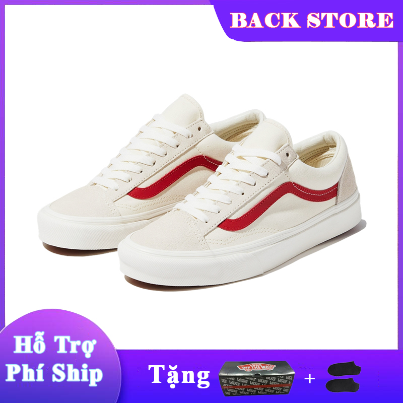 [HCM]Giày thể thao sneaker nam nữ Vans Style 36 Trắng sọc đỏ Marshmallow Red [ Tặng Box + Vớ ]