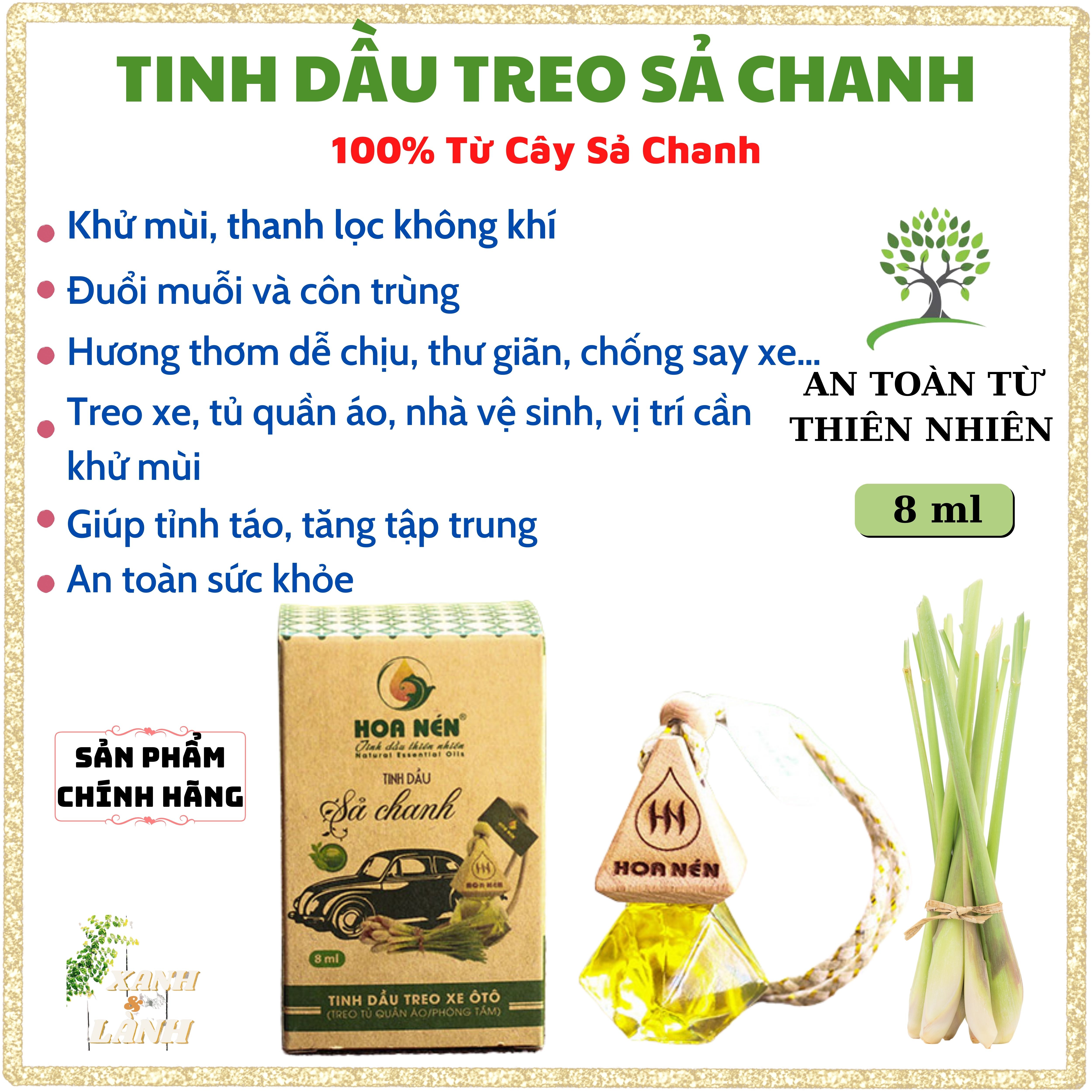 Tinh dầu sả chanh treo xe ô tô, khử mùi tủ quần áo, phòng hoa nén