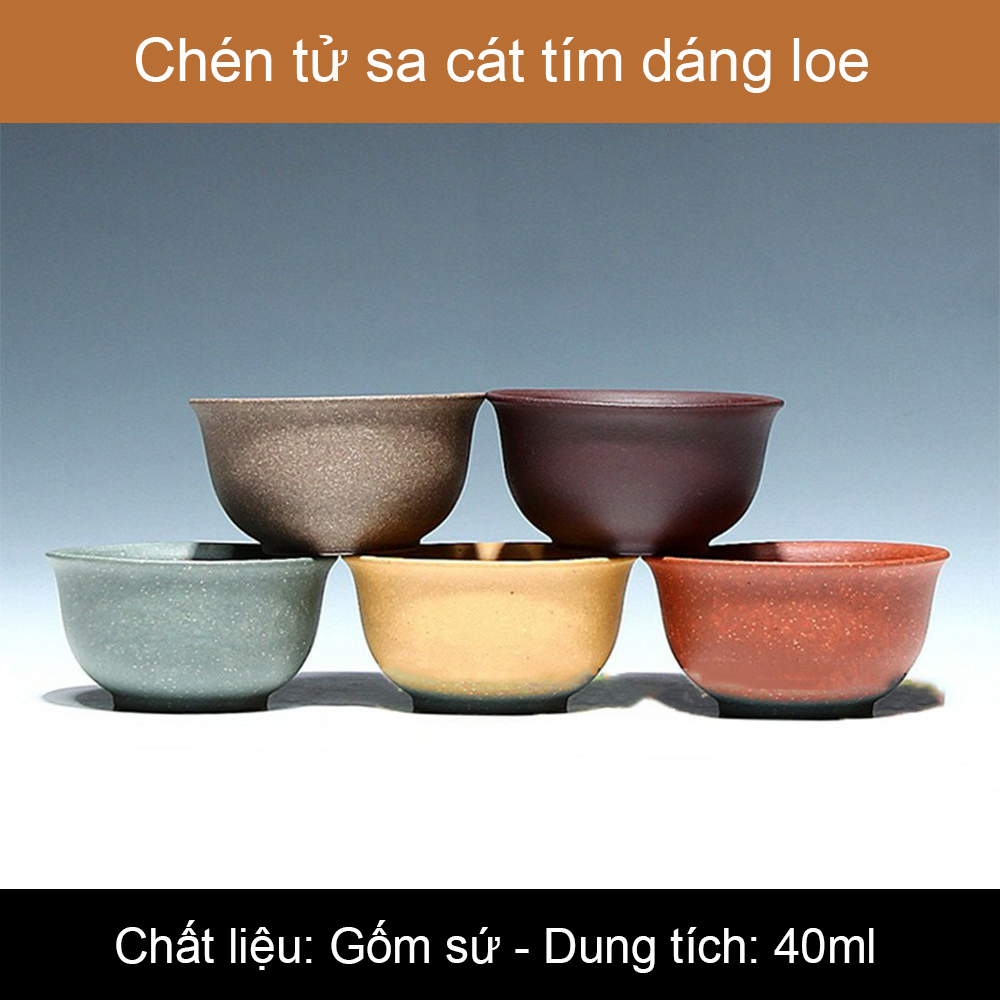 Chén uống trà gốm sứ tử sa dáng loe An Nam Decor