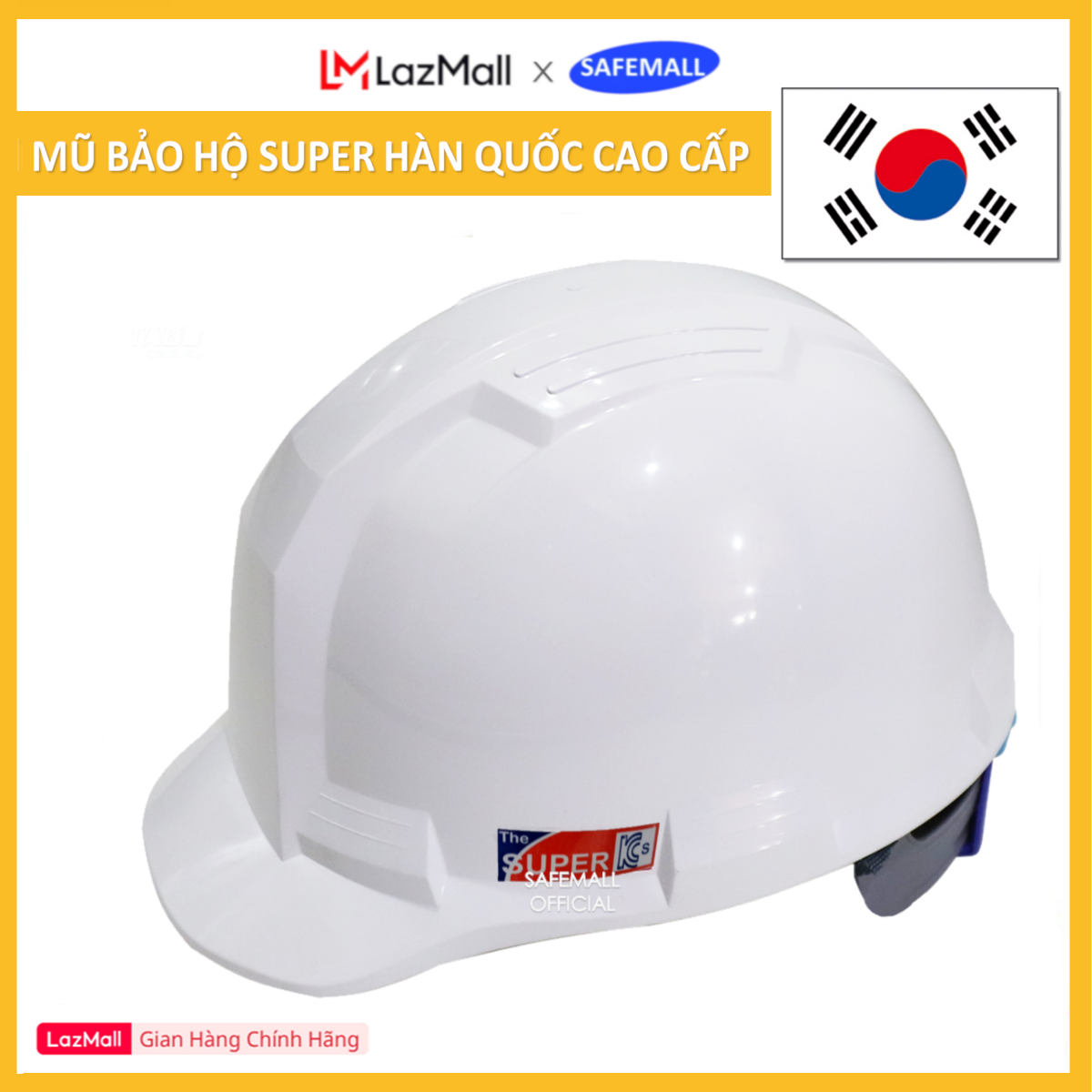SAFEMALL - Mũ Bảo Hộ Lao Động Super Safety Hàn Quốc Có Núm Vặn An Toàn, Mũ công trường, Mũ Kỹ Sư - Nón bảo hộ nhựa HDPE siêu cứng, khóa vặn, lỗ thông khí - Hàng Chính Hãng