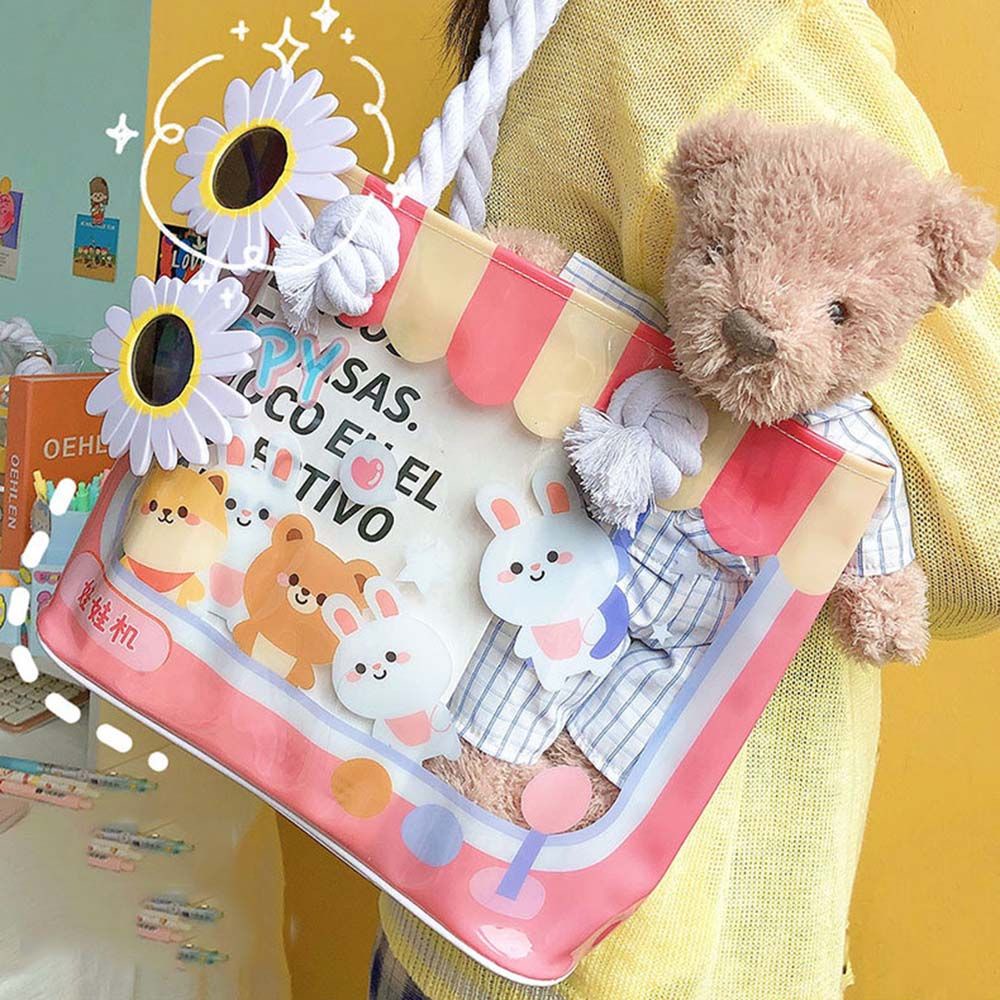 Túi nhựa đeo vai hoạt hình - túi gấu trong suốt why bear