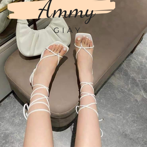 Giày cao gót nữ chiến binh cột dây , dây cột cổ chân cao 7cm ,Shop Ammy