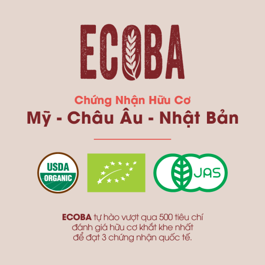 Gạo lứt đỏ ăn kiêng 100% hữu cơ - ECOBA Huyết Rồng 1kg - Mềm bùi dễ ăn -  Đạt chứng nhận hữu cơ quốc tế in trên hộp