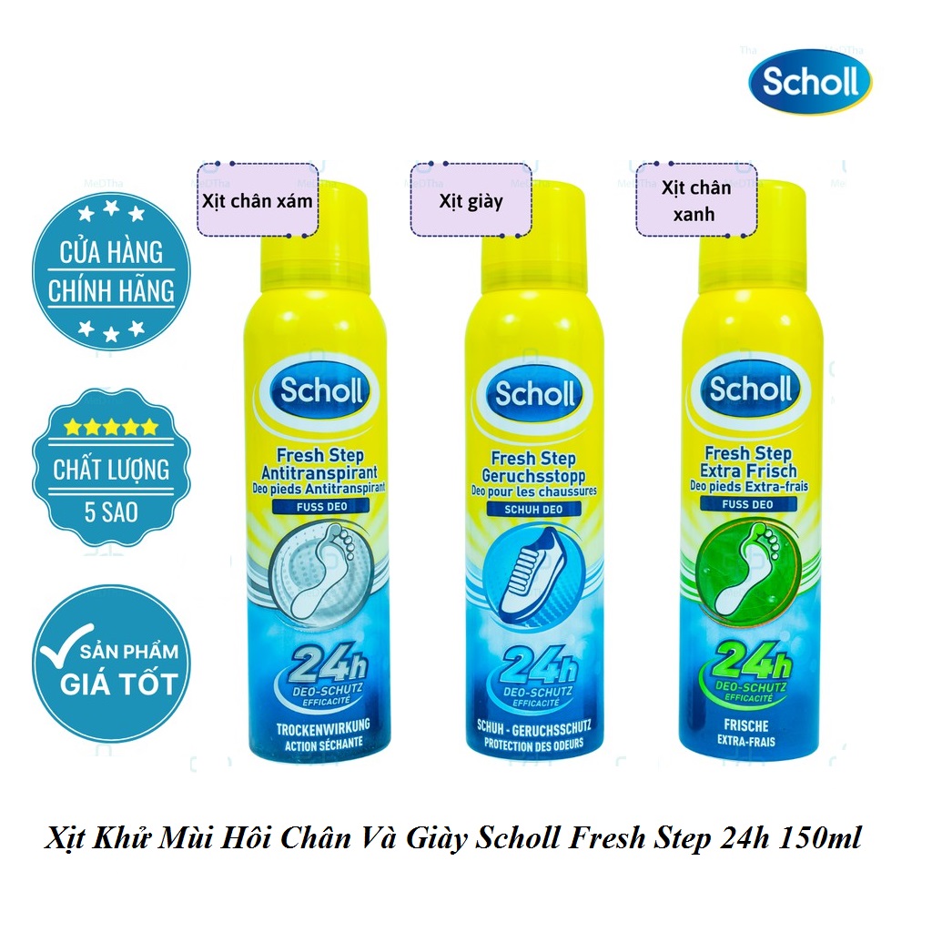 Xịt Khử Mùi Hôi Chân Và Giày Scholl Fresh Step 24h 150ml - Hàng Đức