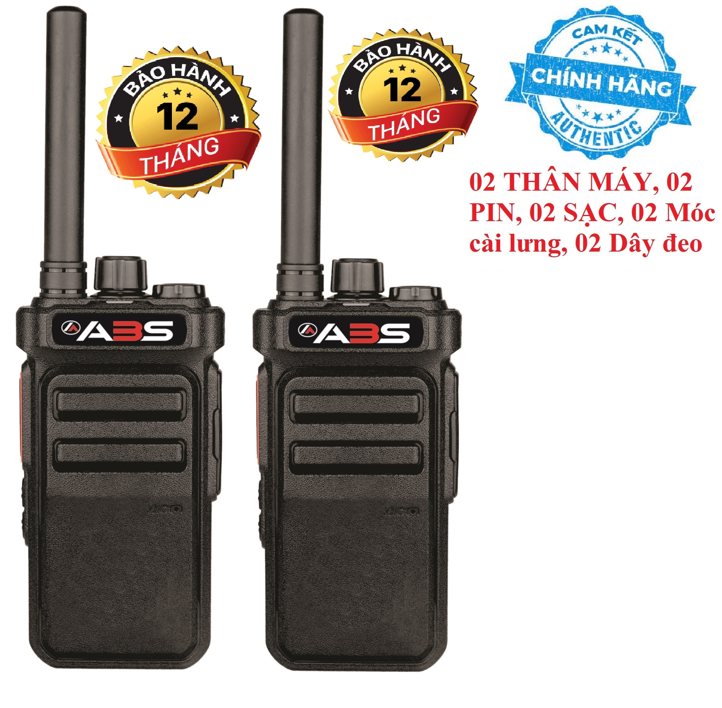 Bộ 2 Bộ đàm ABS CP988 (Nhỏ gọn âm thanh trong, 2 chế độ sạc, Pin dung lượng cao sử dụng lớn hơn18 tiếng, siêu bền, cự ly liên lạc xa)