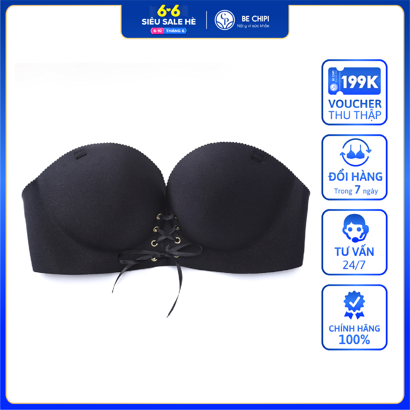 Áo lót không gọng đệm dày siêu nâng đẩy tặng kèm dây trong by bechipi - al0368