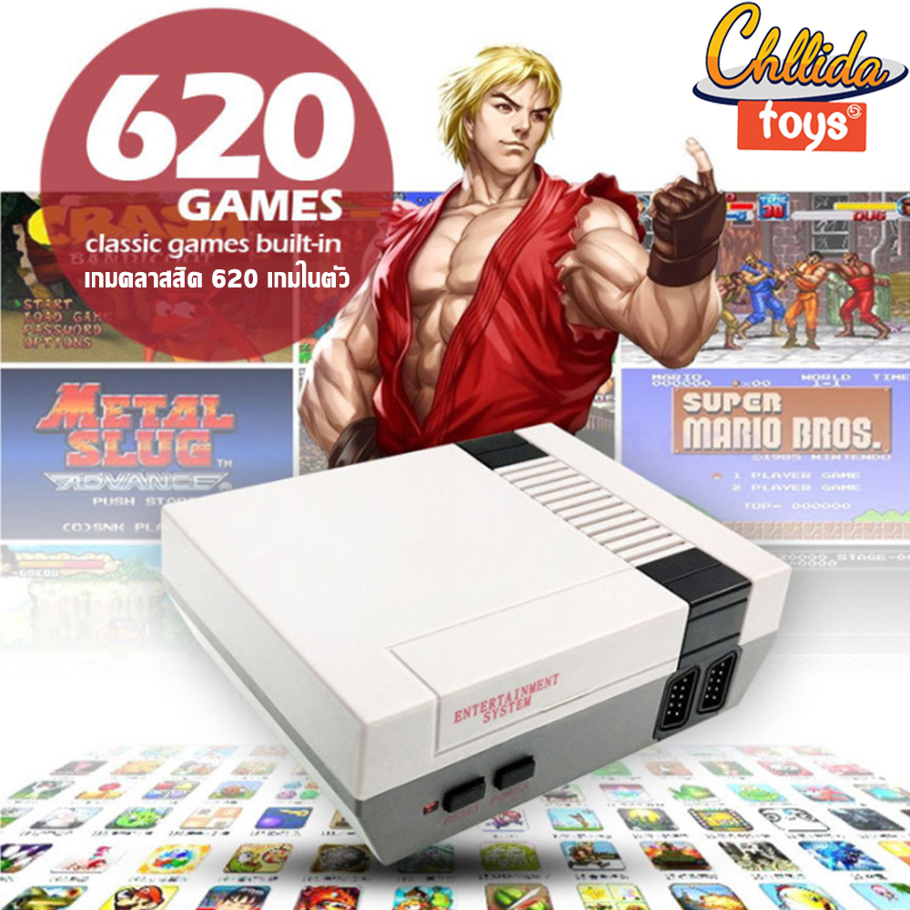 เครื่องเกมส์ ( รวมเกมส์ในเครื่อง 620 เกมส์ ) SUPER MINI  เกมส์ตลับ Famicom MINI Family FC COMPACT Retro คลาสสิค 8 bit Classic Mini HDMI TV Game แฟมิลี่ เครื่องเกม W0064