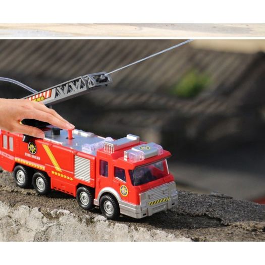 Đồ Chơi Xe CỨU HỎA Phun Nước Thông Minh Cho Bé - Quà Tặng Xe Chạy Pin Xịt Nước - Size To 25Cm