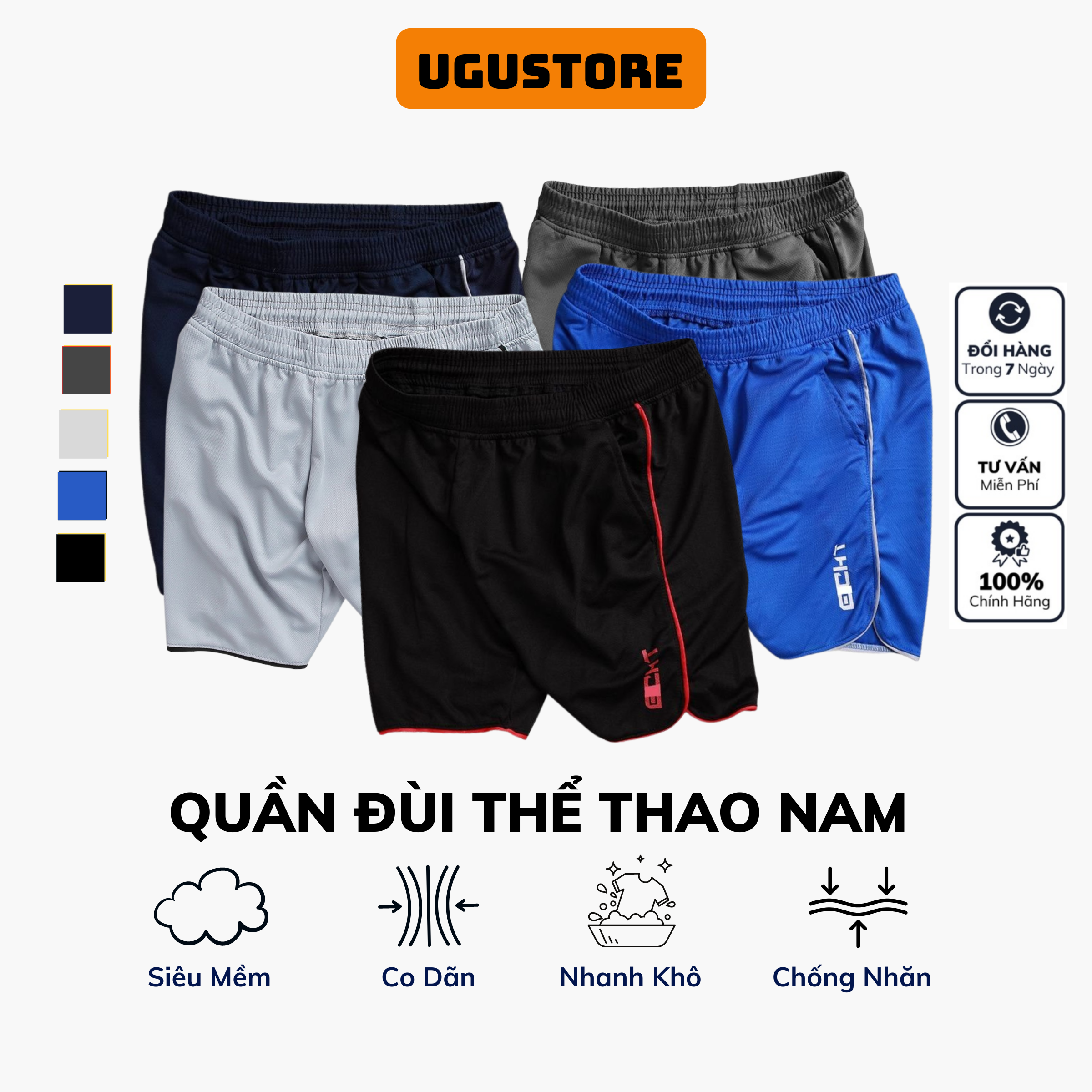 [HCM][COMBO5] Quần Short Thể Thao Nam ECHT Quần Đùi Nam Tập Gym Chạy Bộ