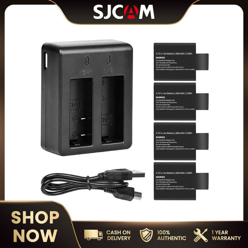 SJCAM Action Camera Accessories-Dual Battery Charger with Replacement Battery Compatible with SJCAM SJ4000/SJ5000/SJ6/SJ8/SJ10/SJ11 Action Camera